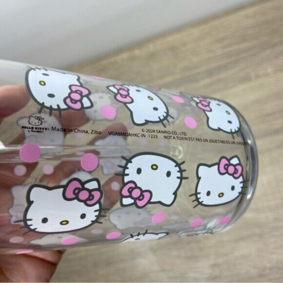 Hello Kitty Pink Face Glass Straw Can Cup NEW - Picture 4 of 5
